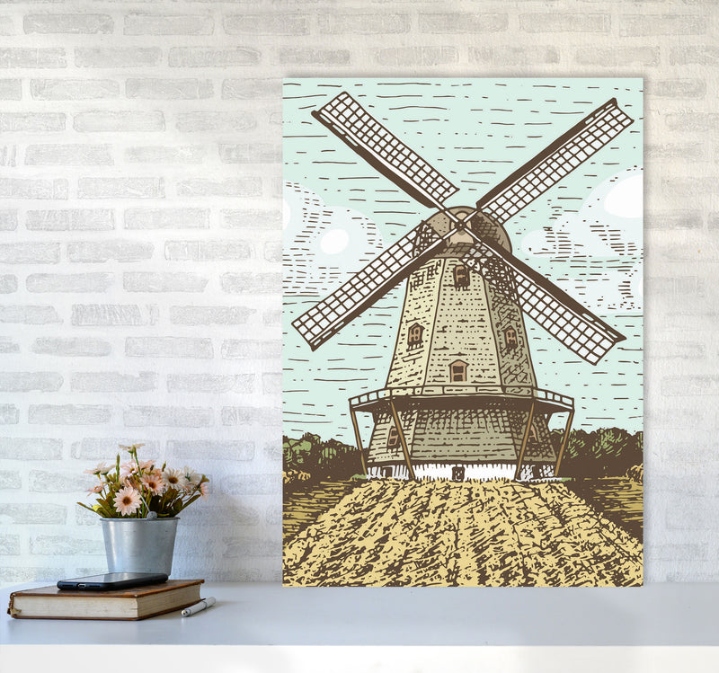 Vintage Windmill Art Print by Jason Stanley A1 Black Frame