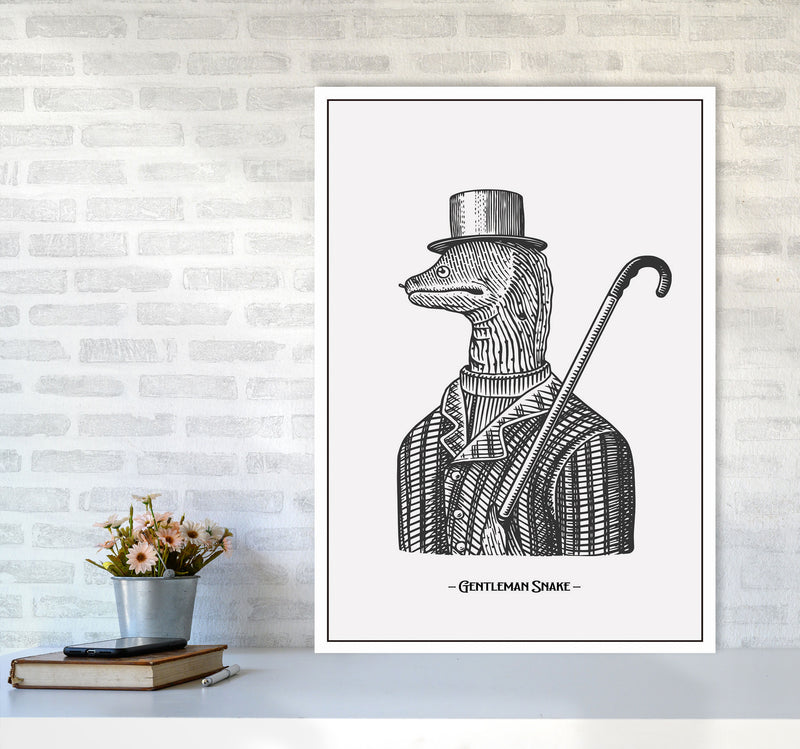 Gentlemen Snake Art Print by Jason Stanley A1 Black Frame