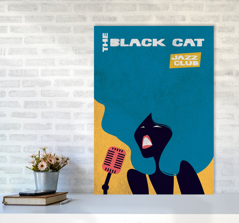 Black Cat Jazz Art Print by Jason Stanley A1 Black Frame