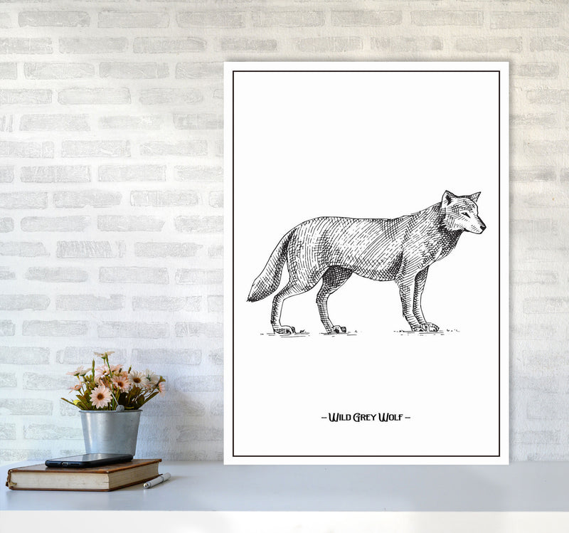Wild Grey Wolf Art Print by Jason Stanley A1 Black Frame