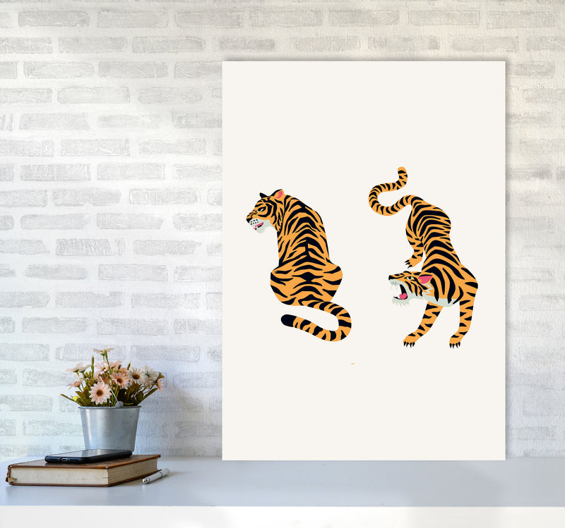 The Two Tigers Art Print by Jason Stanley A1 Black Frame