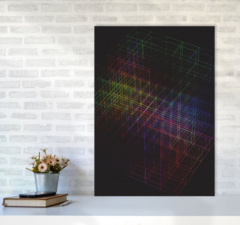 Laser Cube Art Print by Jason Stanley A1 Black Frame