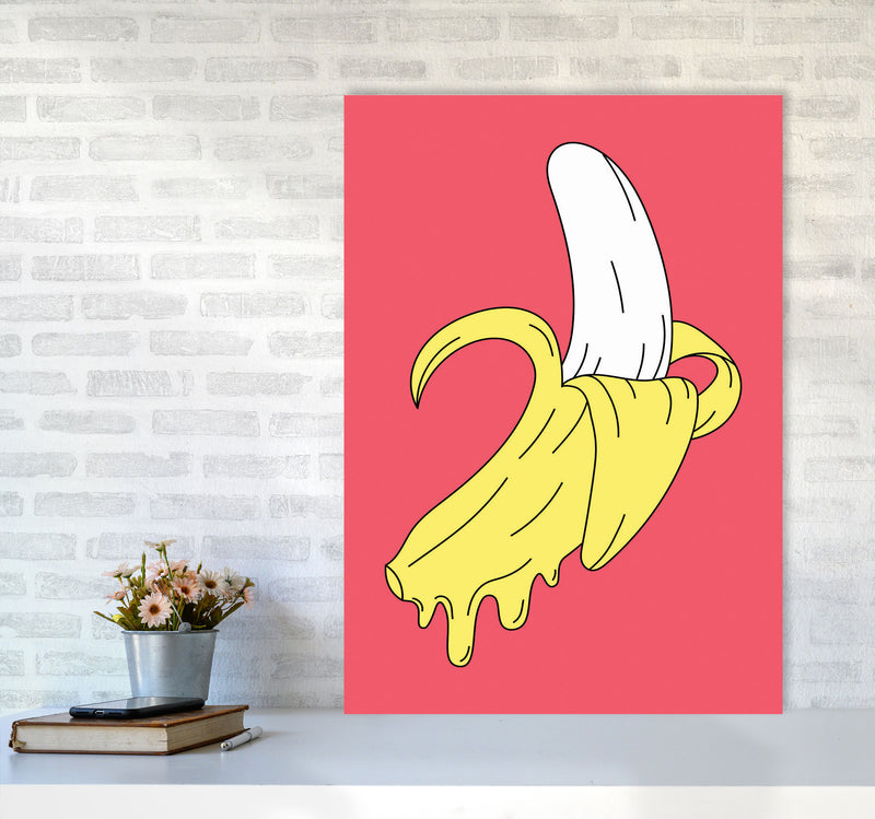 Melting Pink Banana Art Print by Jason Stanley A1 Black Frame