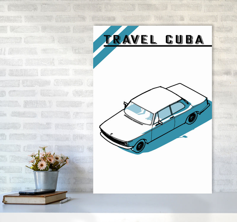 Travel Cuba Blue Car Art Print by Jason Stanley A1 Black Frame