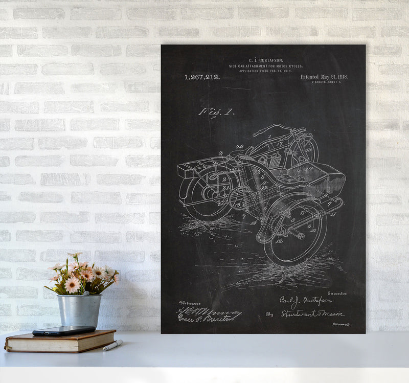 Motorcycle With Side Cart Patent Art Print by Jason Stanley A1 Black Frame