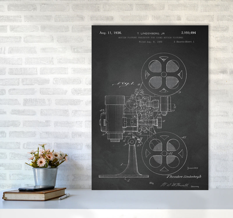 Motion Picture Projector Patent-Chalkboard Art Print by Jason Stanley A1 Black Frame