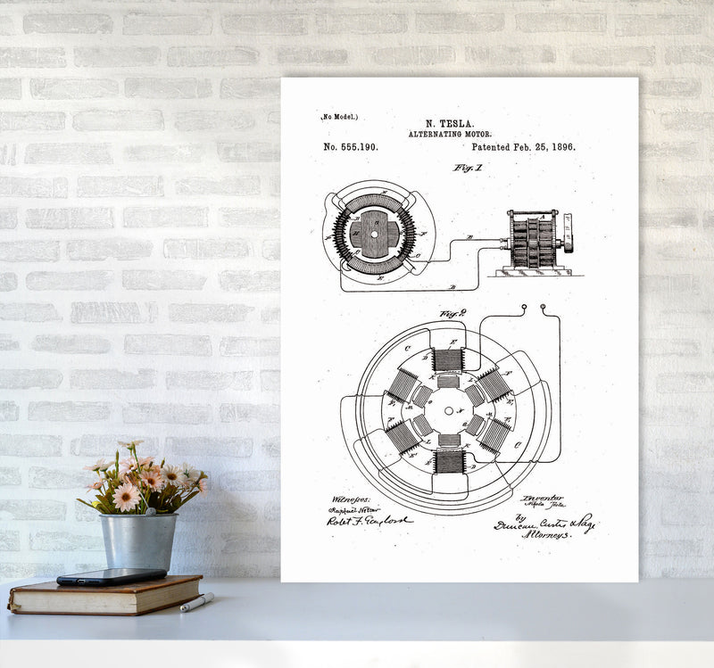 Tesla Alternating Motor Patent Art Print by Jason Stanley A1 Black Frame