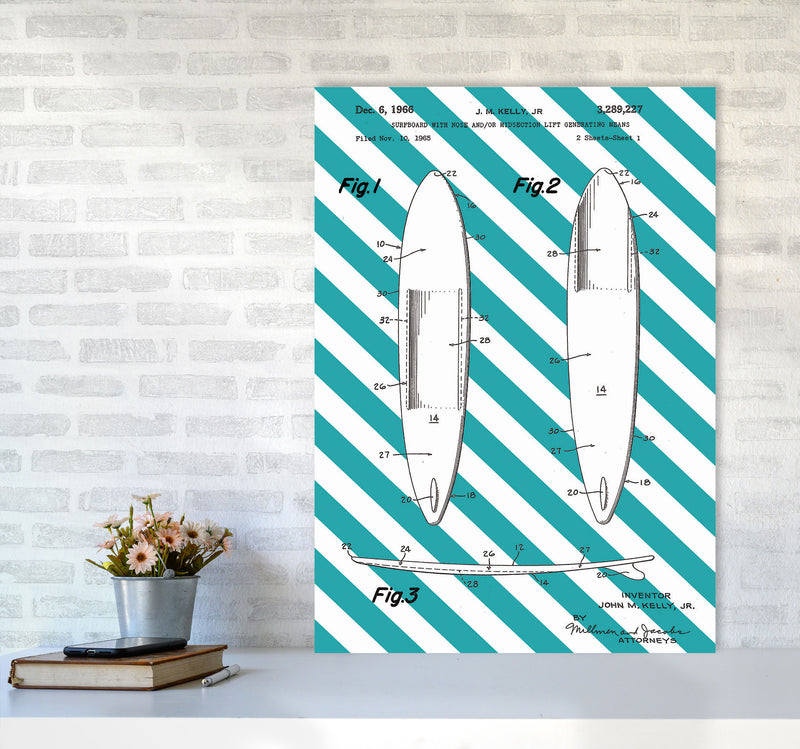 Surfboard Patent Side Stripe Art Print by Jason Stanley A1 Black Frame