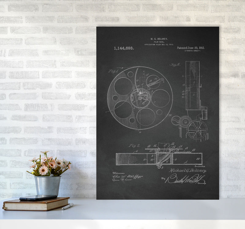 Film Reel Patent 2-Chalkboard Art Print by Jason Stanley A1 Black Frame