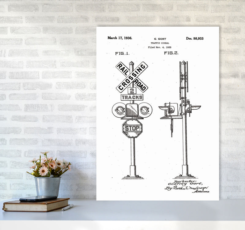 Rail Road Crossing Sign Patent Art Print by Jason Stanley A1 Black Frame