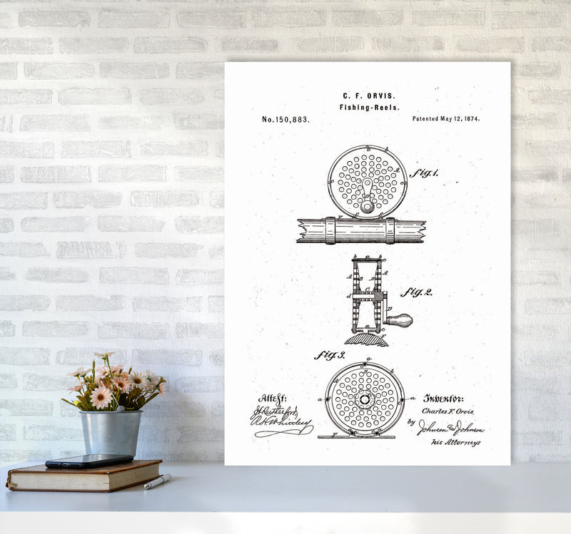 Fly Fishing Reel Patent Art Print by Jason Stanley A1 Black Frame