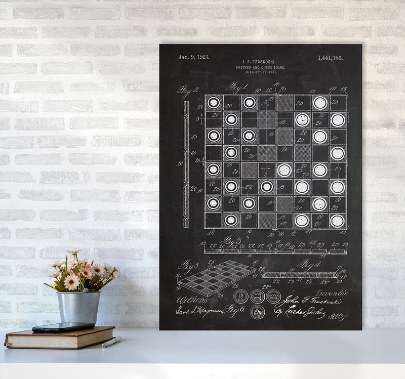 Chess And Checkers Patent Art Print by Jason Stanley A1 Black Frame