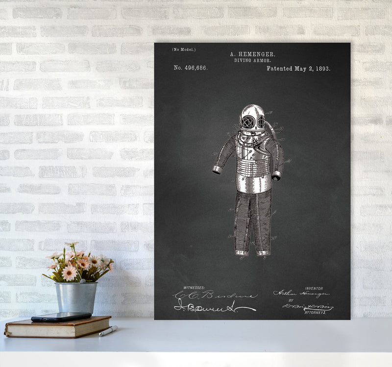 Diving Armor Patent Art Print by Jason Stanley A1 Black Frame