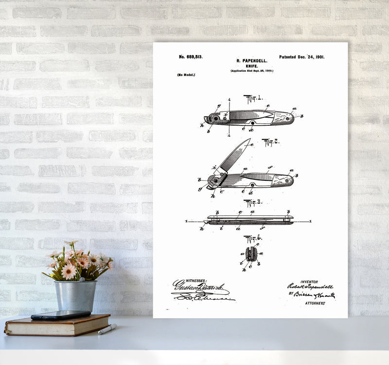 Pocket Knife Patent Art Print by Jason Stanley A1 Black Frame