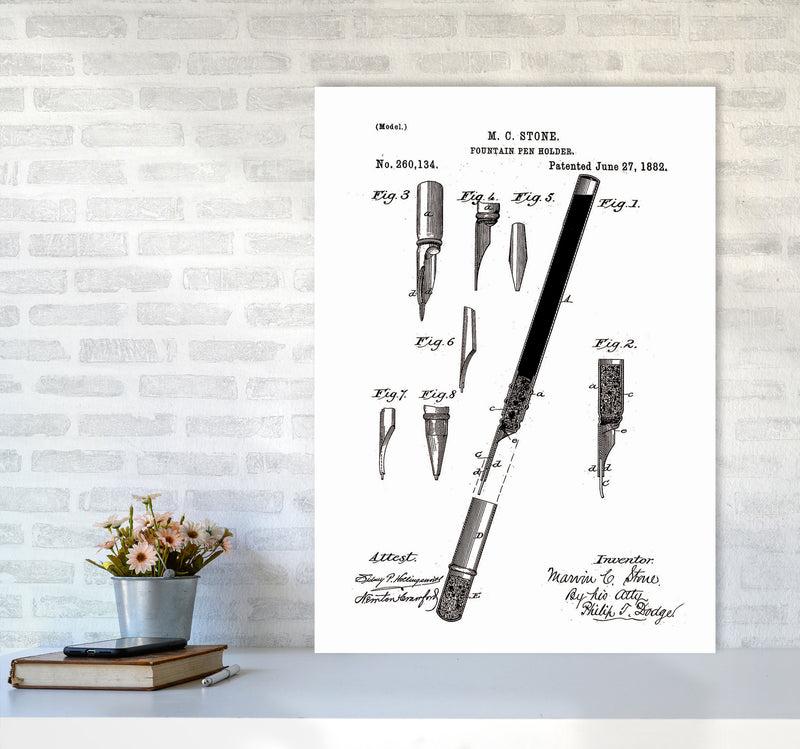 Fountain Pen Patent Art Print by Jason Stanley A1 Black Frame