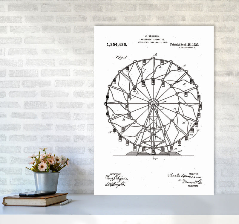 Ferris Wheel Patent Art Print by Jason Stanley A1 Black Frame