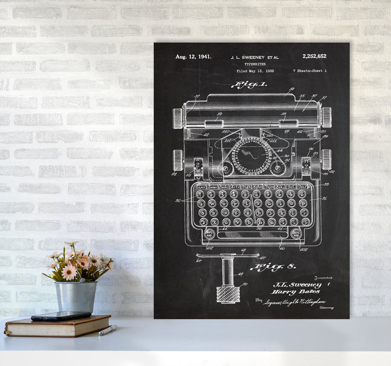 Type Writer Patent Art Print by Jason Stanley A1 Black Frame