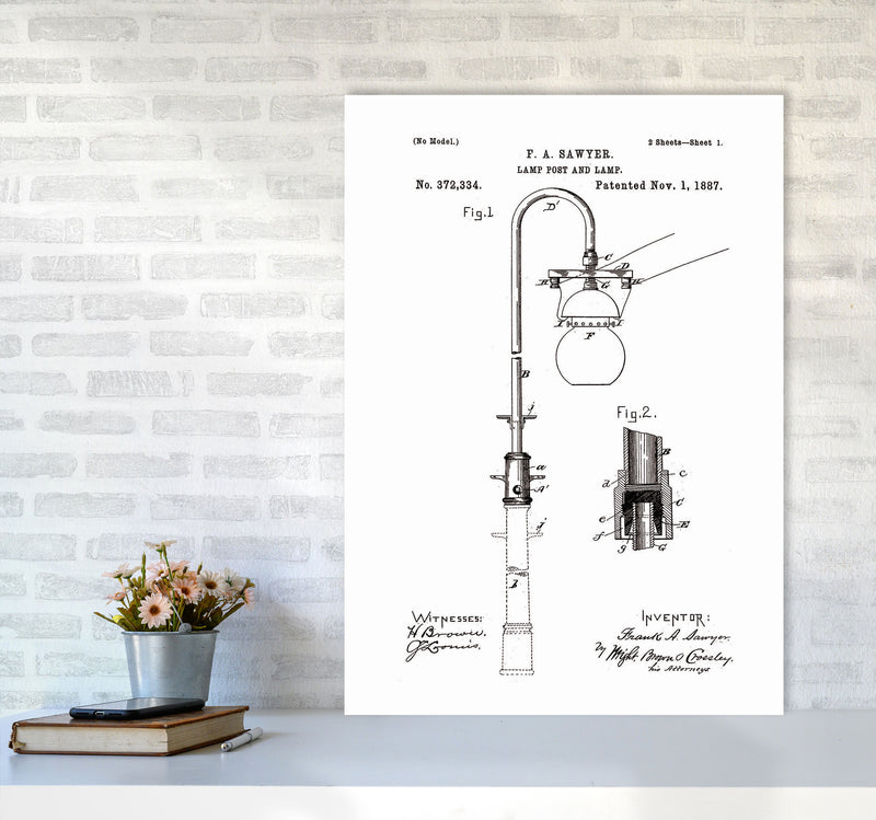 Lamp Post Patent Art Print by Jason Stanley A1 Black Frame