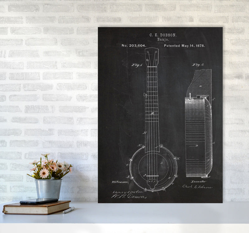 Banjo Patent Art Print by Jason Stanley A1 Black Frame