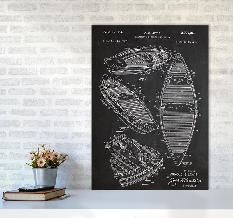 Canoe Patent Art Print by Jason Stanley A1 Black Frame