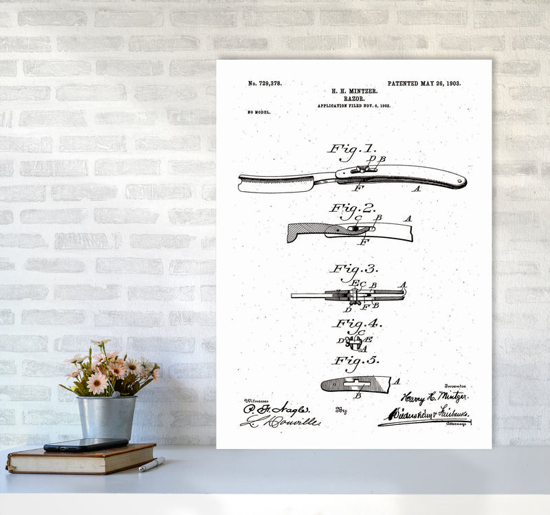 Razor Patent Art Print by Jason Stanley A1 Black Frame