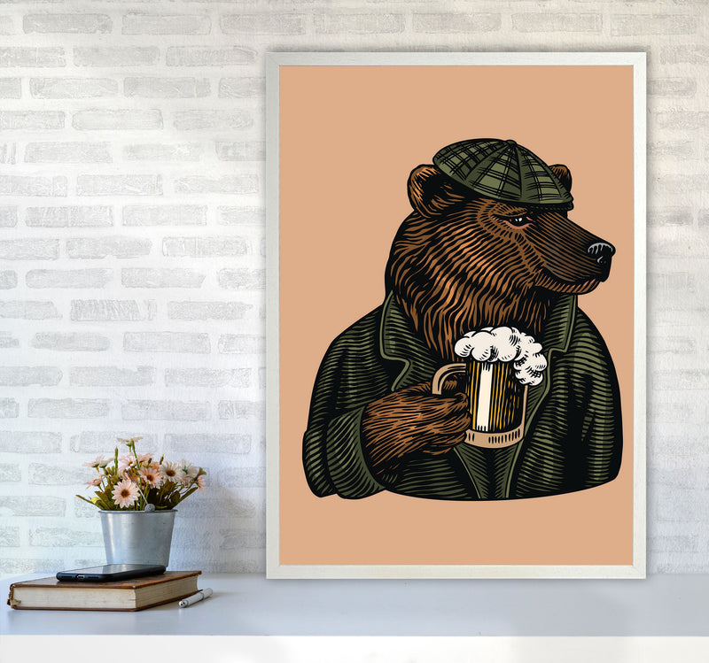 Frosty The Bear With A Frosty Beer Art Print by Jason Stanley A1 Oak Frame