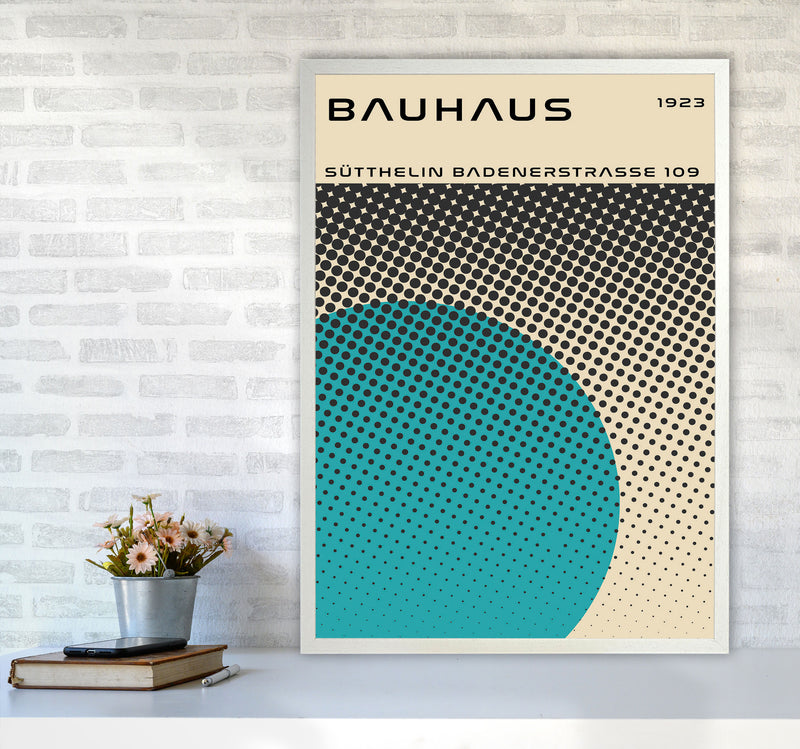 Bauhaus Geometric Teal Vibe II Art Print by Jason Stanley A1 Oak Frame