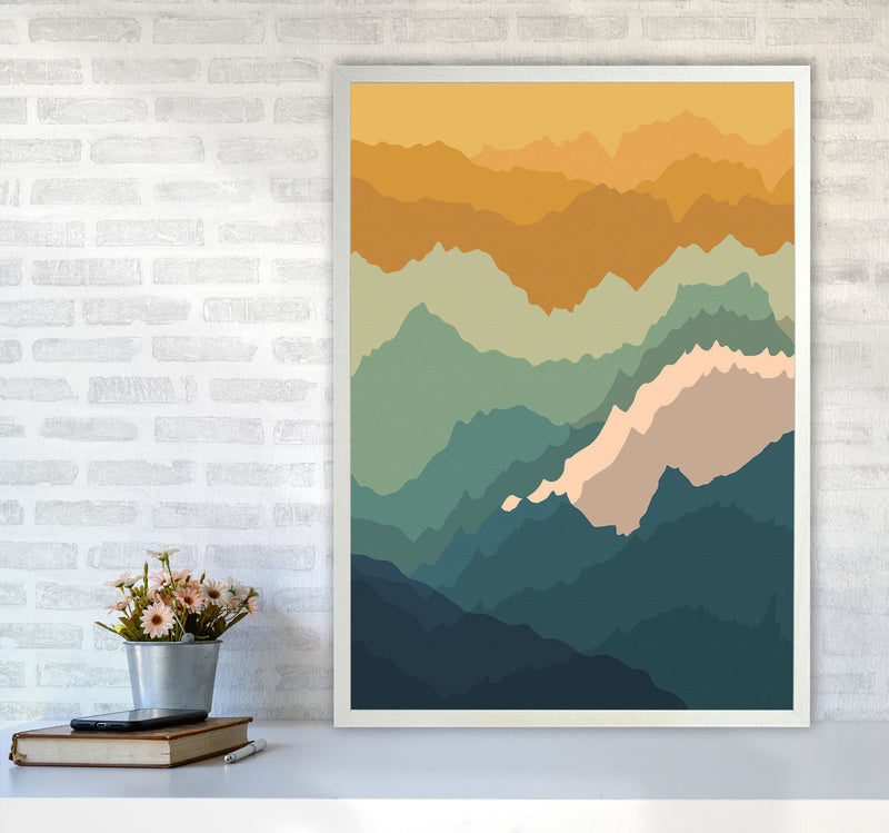 Japanese Mountain Topography Art Print by Jason Stanley A1 Oak Frame