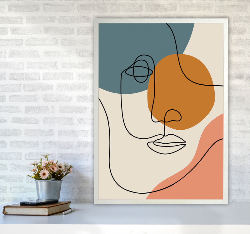 Abstract Face Line Drawing Art Print by Jason Stanley A1 Oak Frame