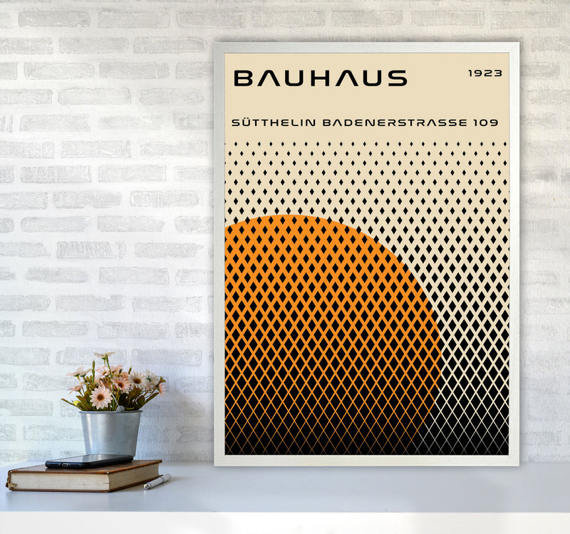 Bauhaus Geometric Yellow Art Print by Jason Stanley A1 Oak Frame