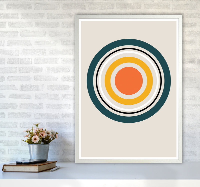 Retro Geometric Circle 3 Art Print by Jason Stanley A1 Oak Frame