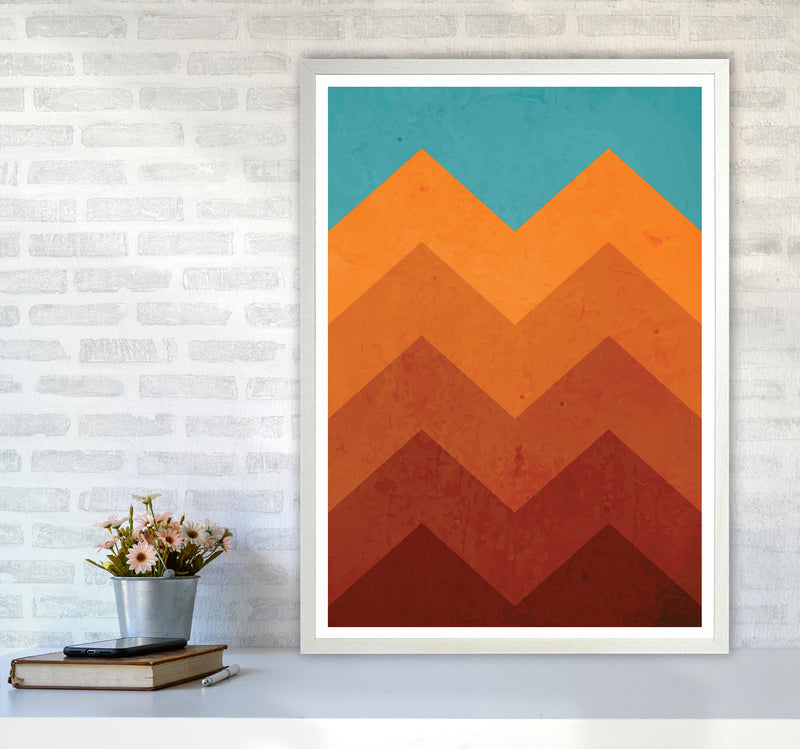 Abstract Orange Mountain Art Print by Jason Stanley A1 Oak Frame