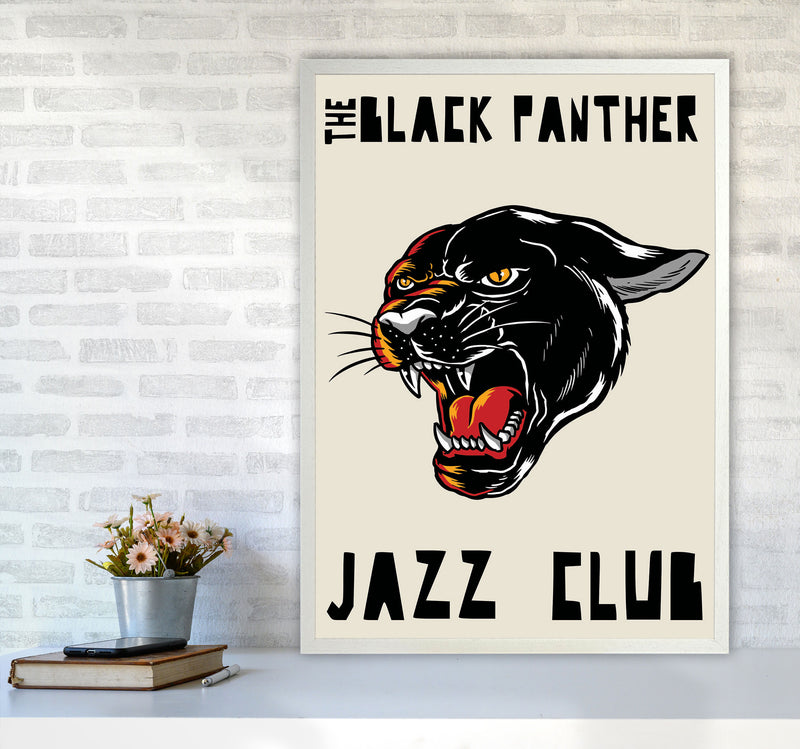 Black Panther Jazz Club Art Print by Jason Stanley A1 Oak Frame