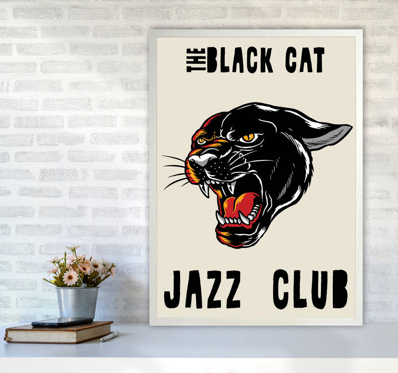 The Black Cat Jazz Club Art Print by Jason Stanley A1 Oak Frame