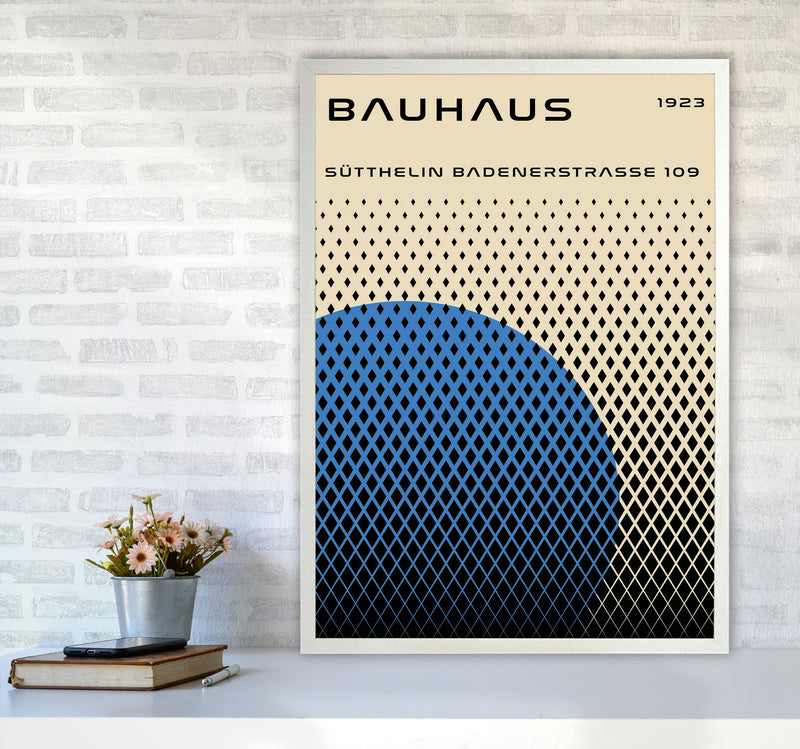 Bauhaus Geometric Blue Art Print by Jason Stanley A1 Oak Frame