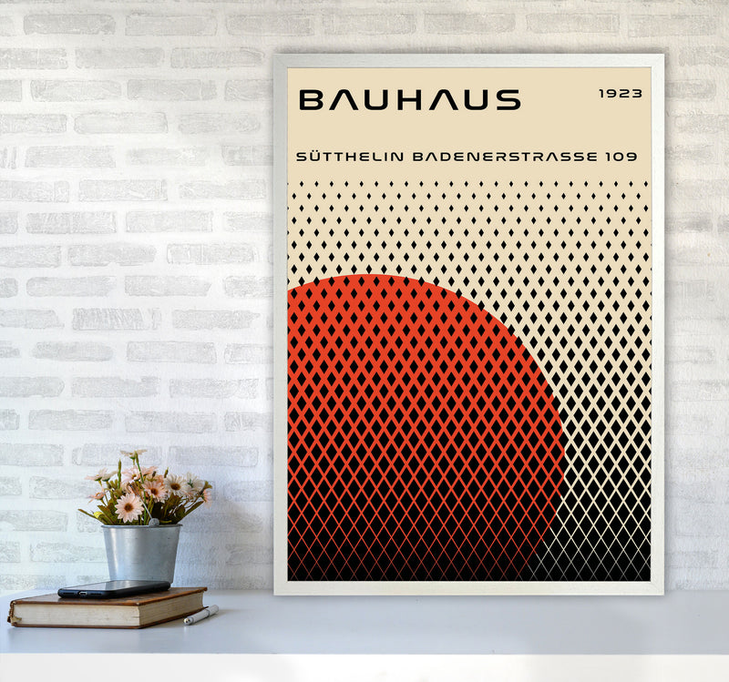 Bauhaus Geometric Red Art Print by Jason Stanley A1 Oak Frame