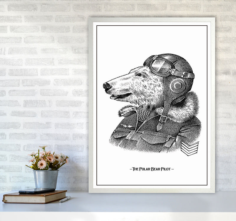 The Poler Bear Pilot Art Print by Jason Stanley A1 Oak Frame
