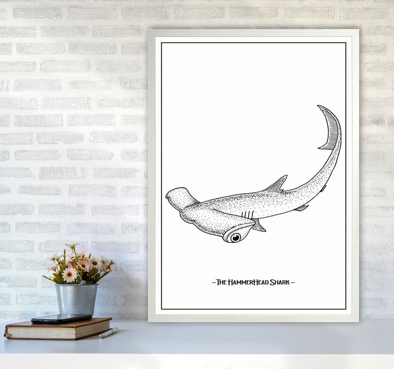 The Hammerhead Shark Art Print by Jason Stanley A1 Oak Frame