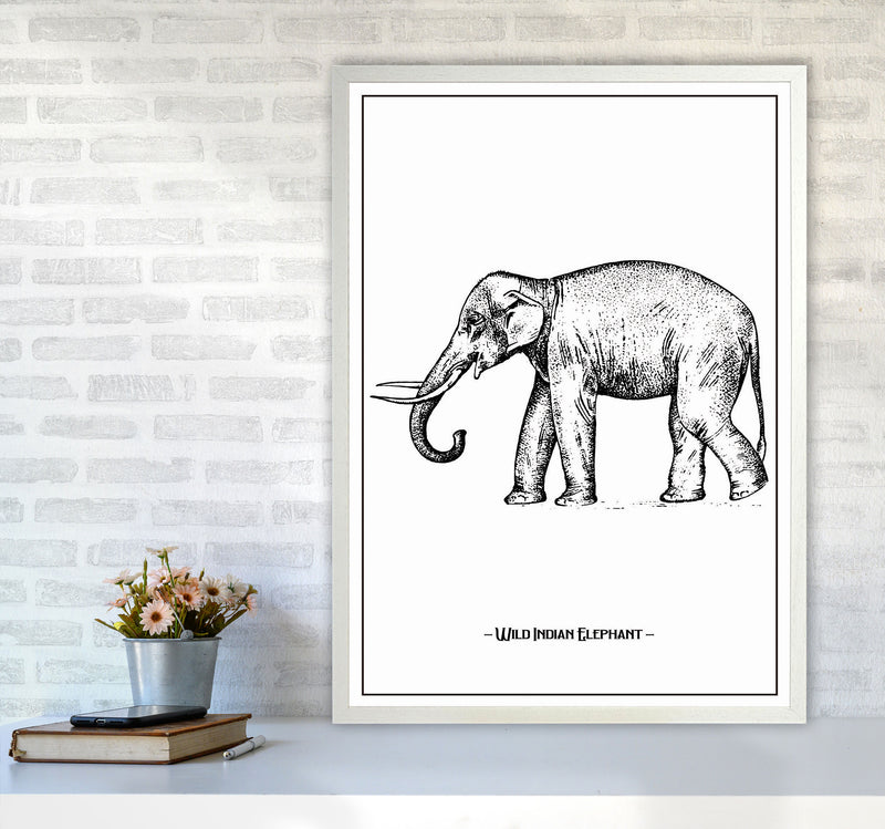 Wild Indian Elephant Art Print by Jason Stanley A1 Oak Frame