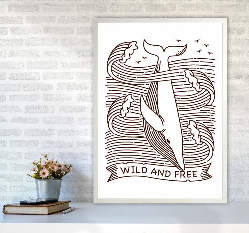 Wild And Free Whale Art Print by Jason Stanley A1 Oak Frame