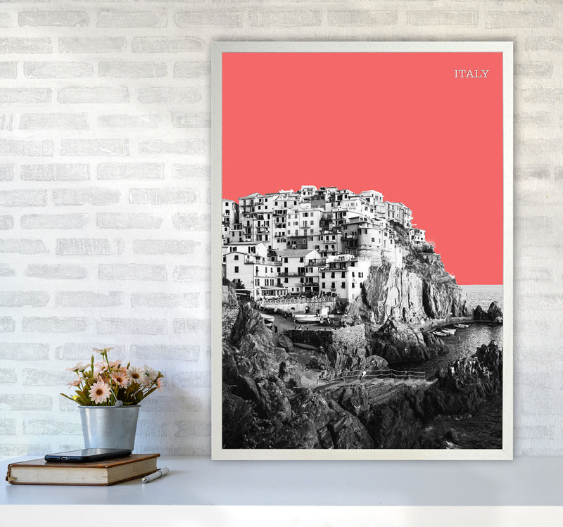 Halftone Italy Red Art Print by Jason Stanley A1 Oak Frame