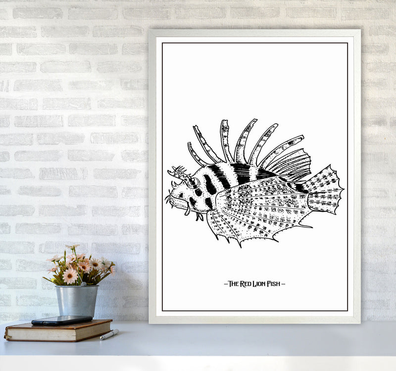 The Red Lion Fish Art Print by Jason Stanley A1 Oak Frame