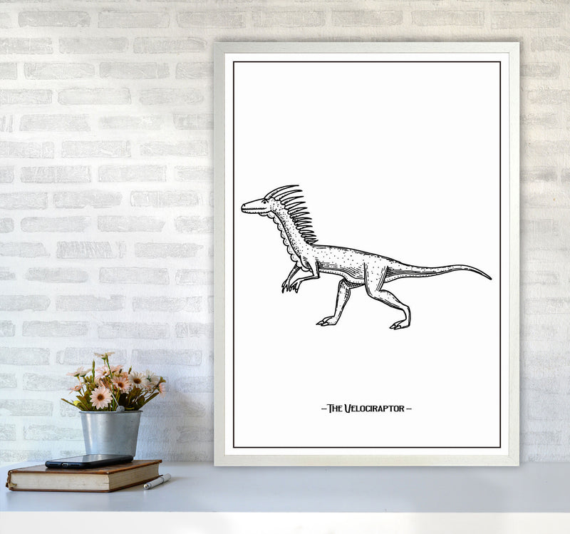 The Velociraptor Art Print by Jason Stanley A1 Oak Frame