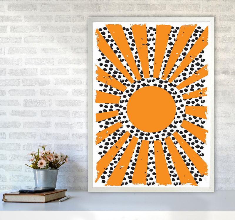 70's Inspired Sun Art Print by Jason Stanley A1 Oak Frame