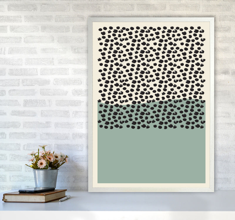 Green Midcentury Art Print by Jason Stanley A1 Oak Frame