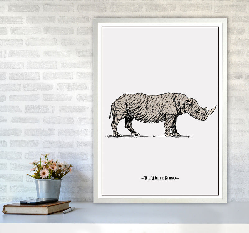 The White Rhino Art Print by Jason Stanley A1 Oak Frame