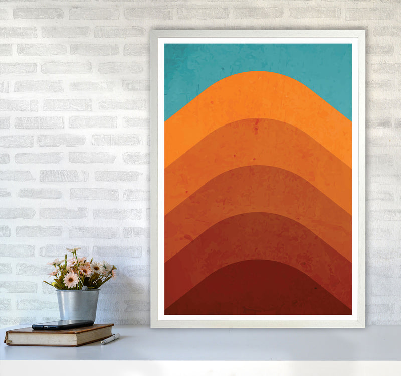 Orange Mountain Art Print by Jason Stanley A1 Oak Frame