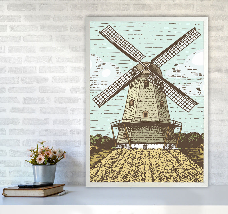 Vintage Windmill Art Print by Jason Stanley A1 Oak Frame