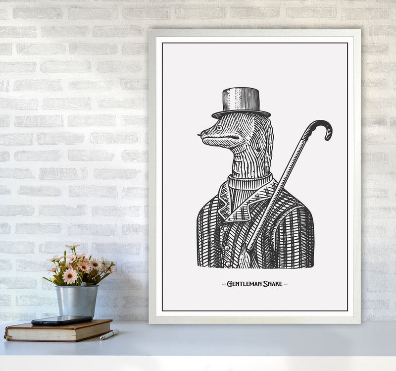 Gentlemen Snake Art Print by Jason Stanley A1 Oak Frame
