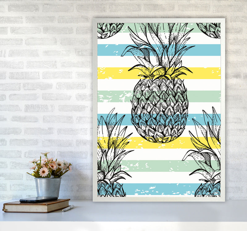 Pineapple Party Art Print by Jason Stanley A1 Oak Frame